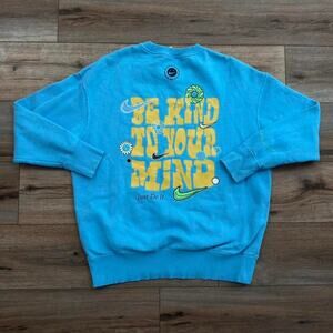 Nike Sportswear Be Kind To Your Mind Graphic Fleece Crewneck Small Blue